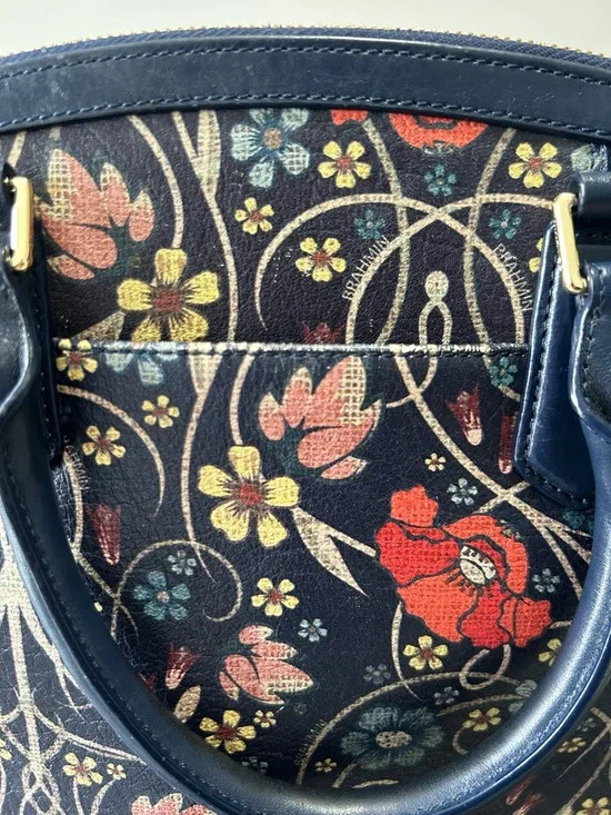 Brahmin Large Duxbury Navy Baronia Floral Satchel & Matching Suri Wallet - Picture 9 of 16